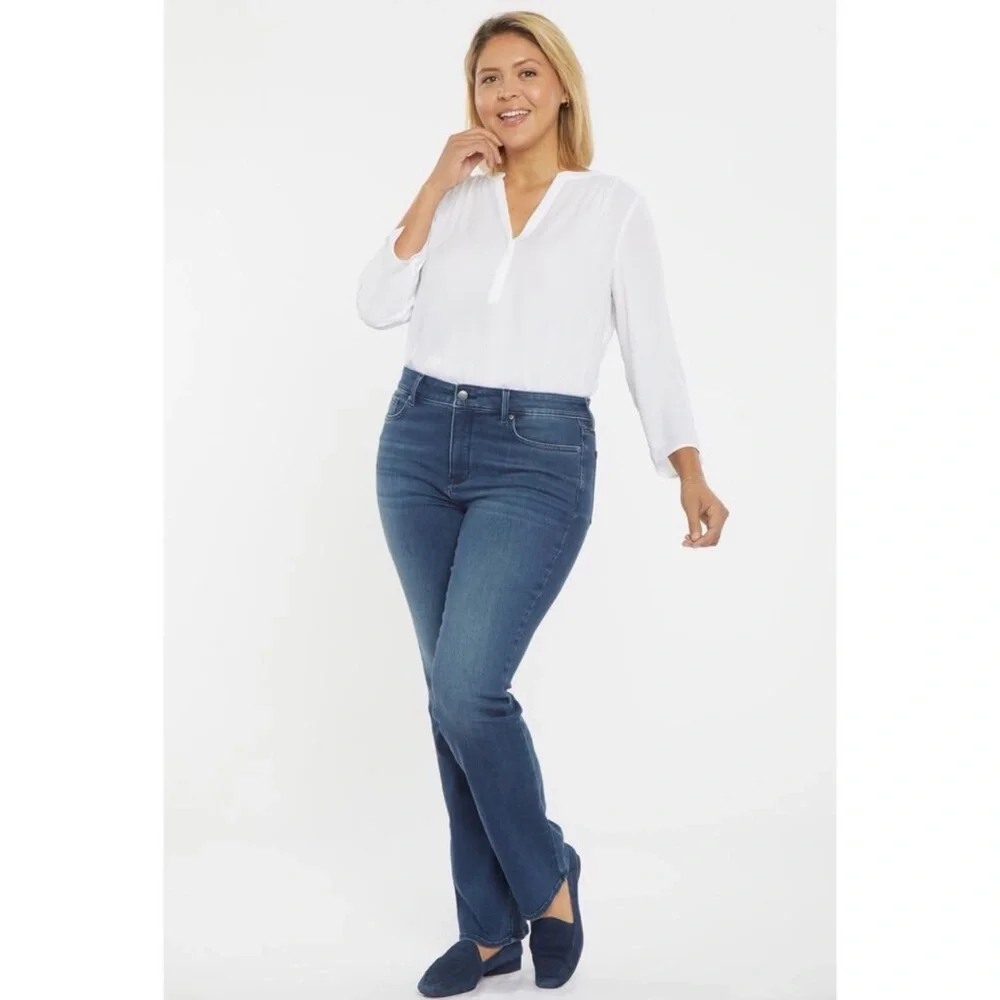 NYDJ Plus Marilyn Straight Leg Jean 20W Saybrook Wash High Rise Stretch Curvy - Picture 1 of 8